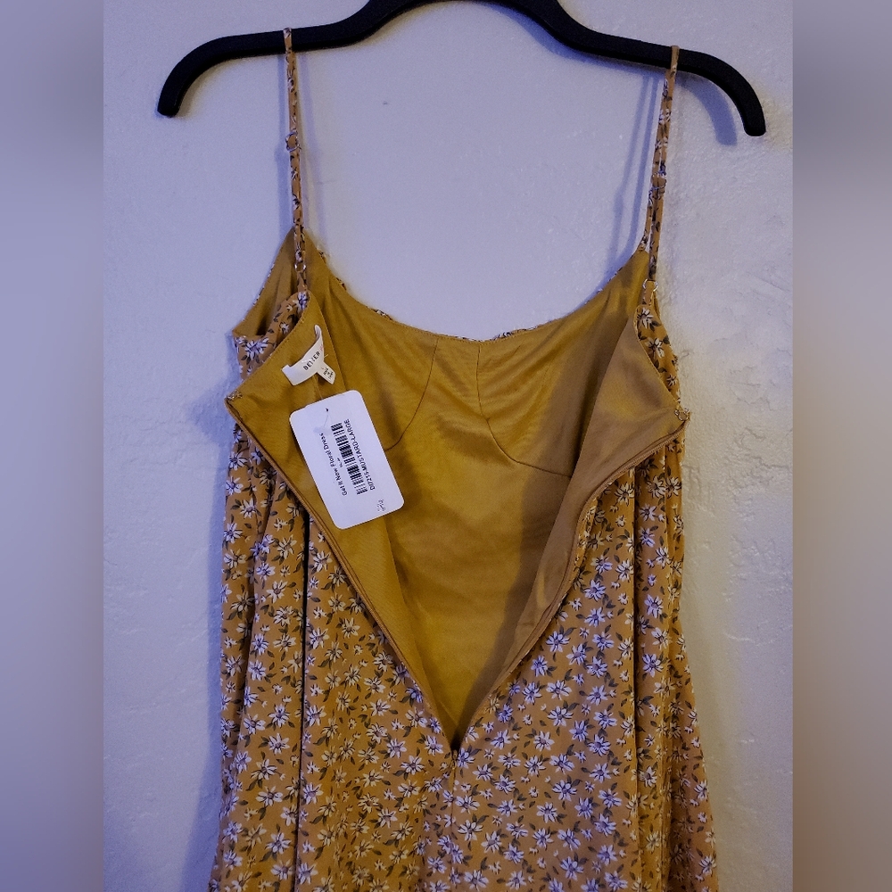 BETTER BE YELLOW WHITE Daisy FLOWER BABYDOLL MINI Fall Cottage Core DRESS LARGE - Picture 7 of 9